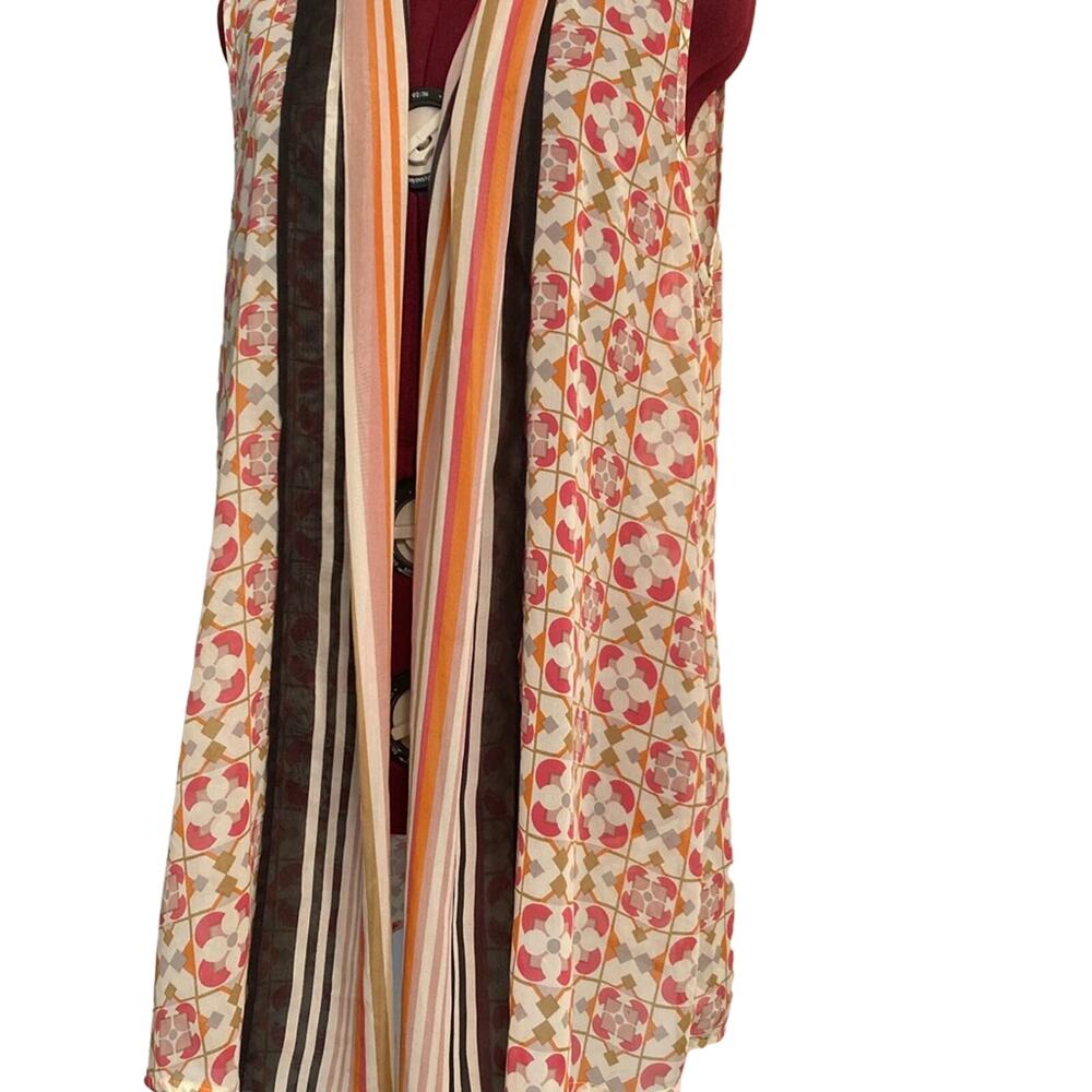 Vintage Charming Charlie Kimono Sleeveless Sheer Vest Swim Coverup Top